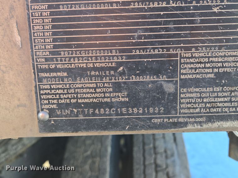 image for item EQ6550 2014 Transcraft Eagle II flatbed trailer