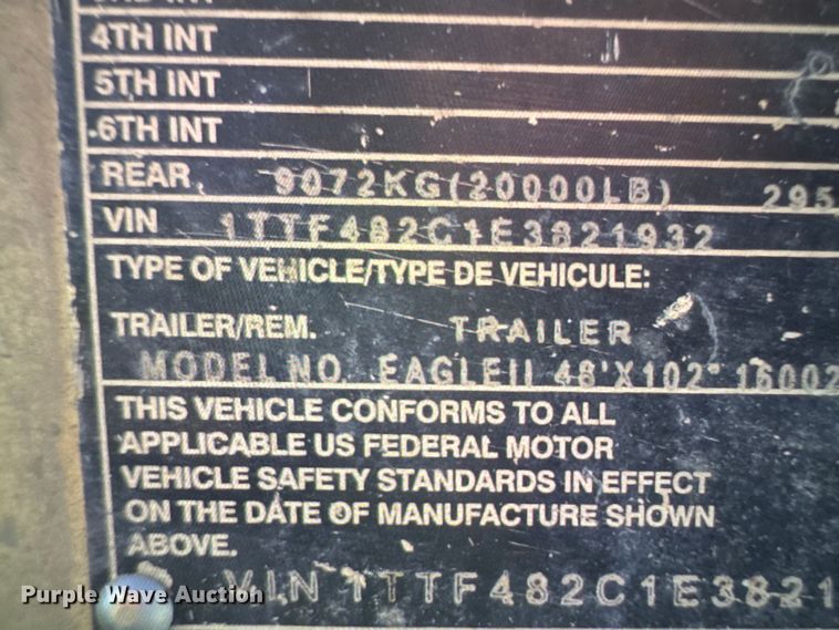 image for item EQ6550 2014 Transcraft Eagle II flatbed trailer