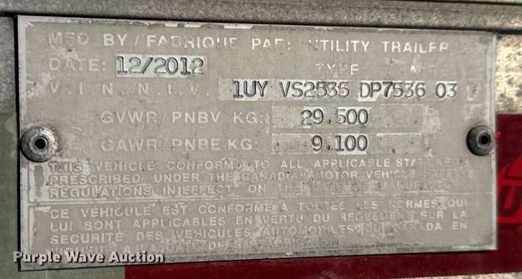 image for item LH9469 2013 Utility VS2DX dry van trailer