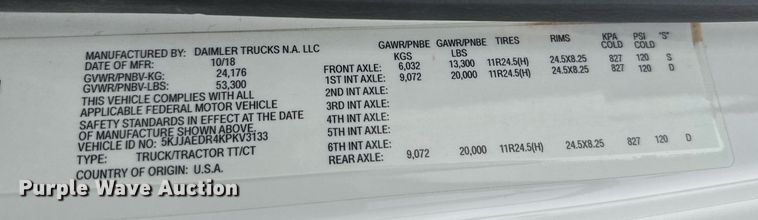 image for item LH9529 2019 Western Star 4900SF semi truck