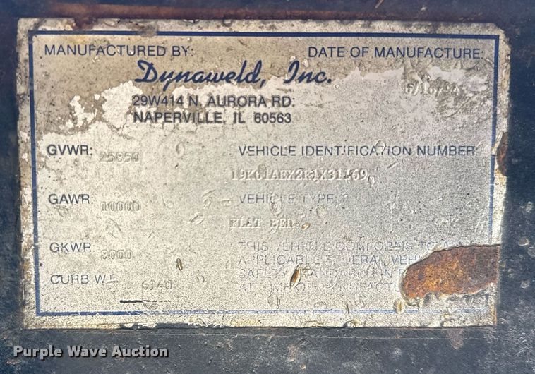 image for item DH9831 1994 Dynaweld equipment trailer