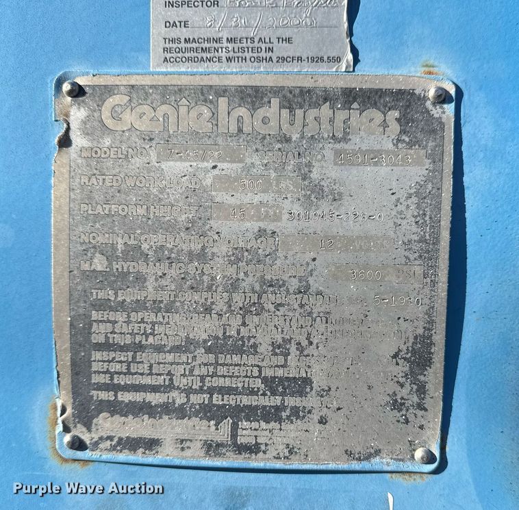 image for item DM5544 1995 Genie Z-45/22 boom lift