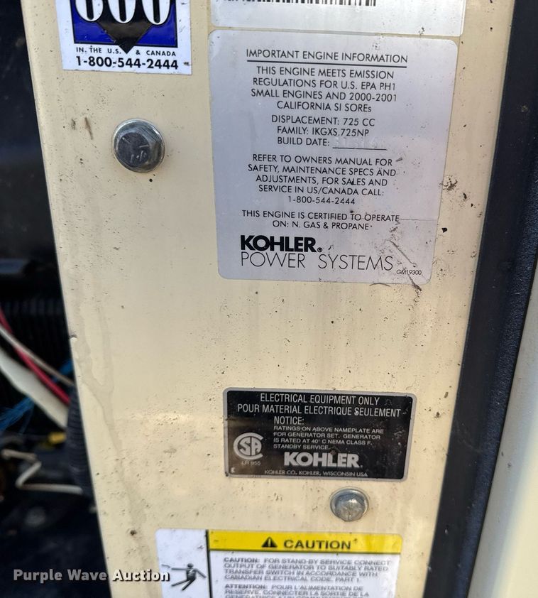 image for item DM5546 2001 Kohler 11RMY-QS2 generator