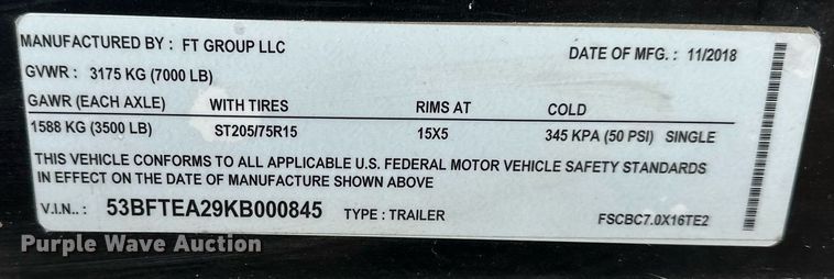 image for item DQ6631 2019 Formula enclosed cargo trailer
