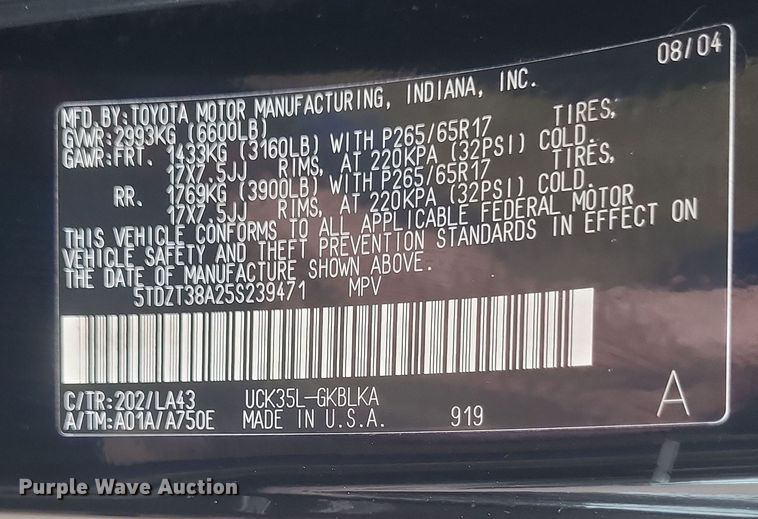 image for item DS5243 2005 Toyota Sequoia SUV