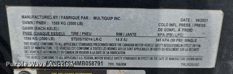 image for item DT5496 2021 Multiquip WhisperWatt DCA25SSIU4F generator