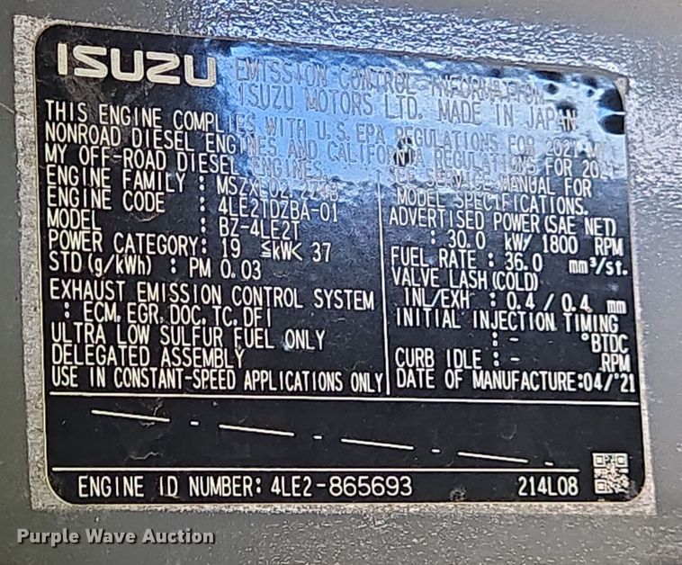 image for item DT5497 2021 Multiquip WhisperWatt DCA25SSIU4F generator