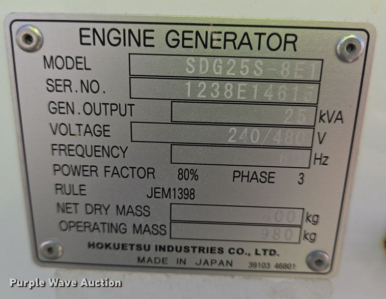 image for item DT5498 2022 ANA Airman SDG25S-8E1 generator