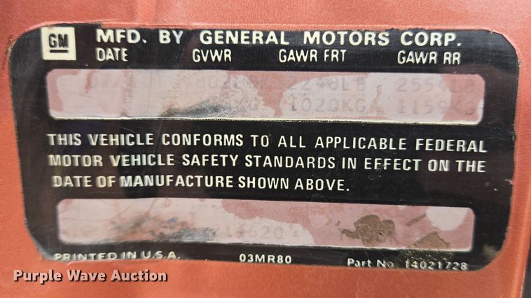 image for item DV1254 1982 Chevrolet El Camino 