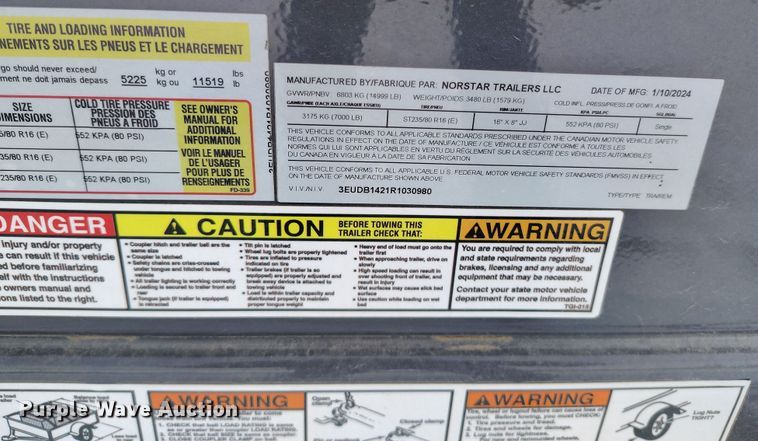 image for item DV6682 2024 Norstar DCB8314 dump trailer