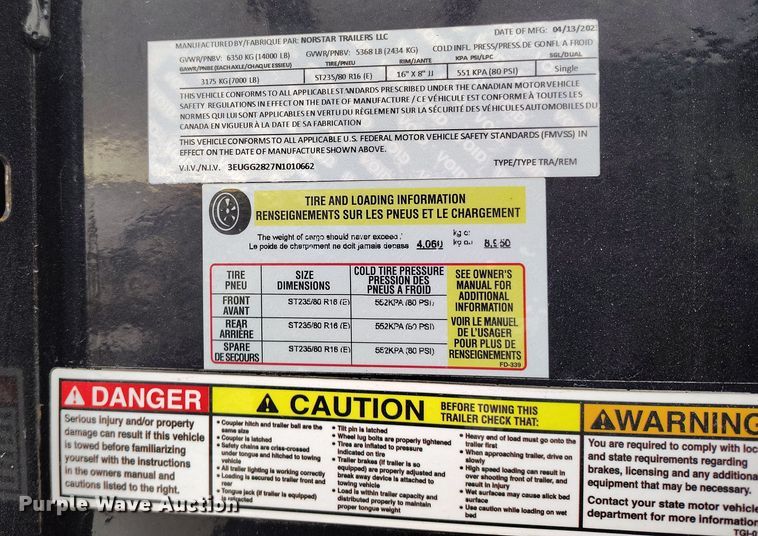 image for item DV6687 2022 Norstar Iron Bull equipment trailer