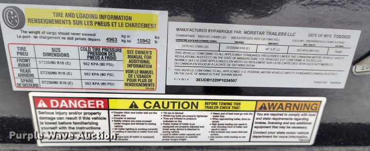 image for item DV6688 2023 Norstar Iron Bull DTB7212 dump trailer