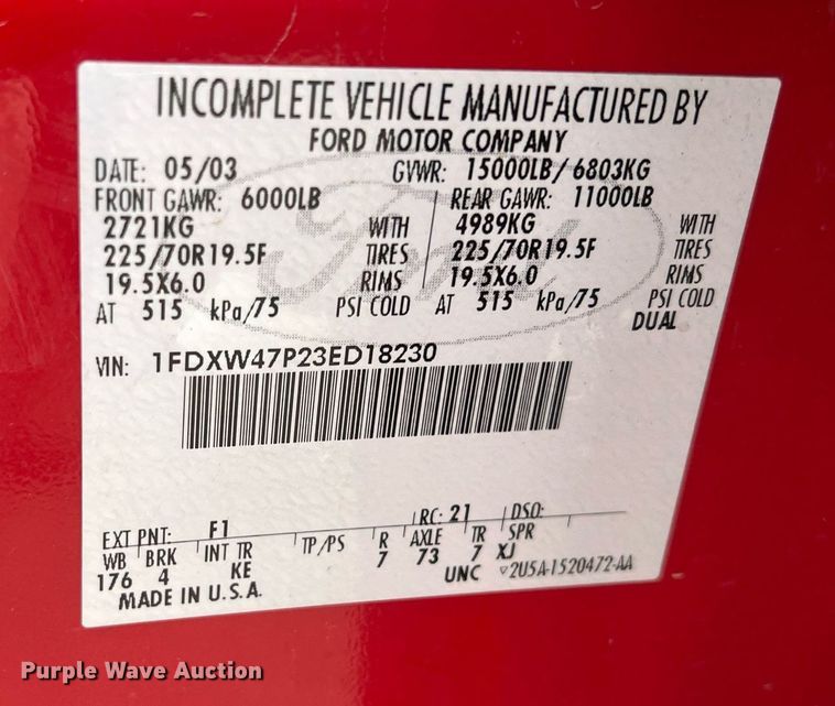 image for item DW2856 2003 Ford F450 Super Duty Crew Cab flatbed truck