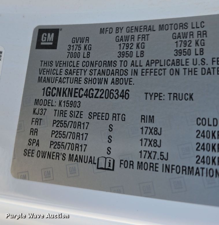 image for item DW3082 2016 Chevrolet Silverado 1500 pickup truck