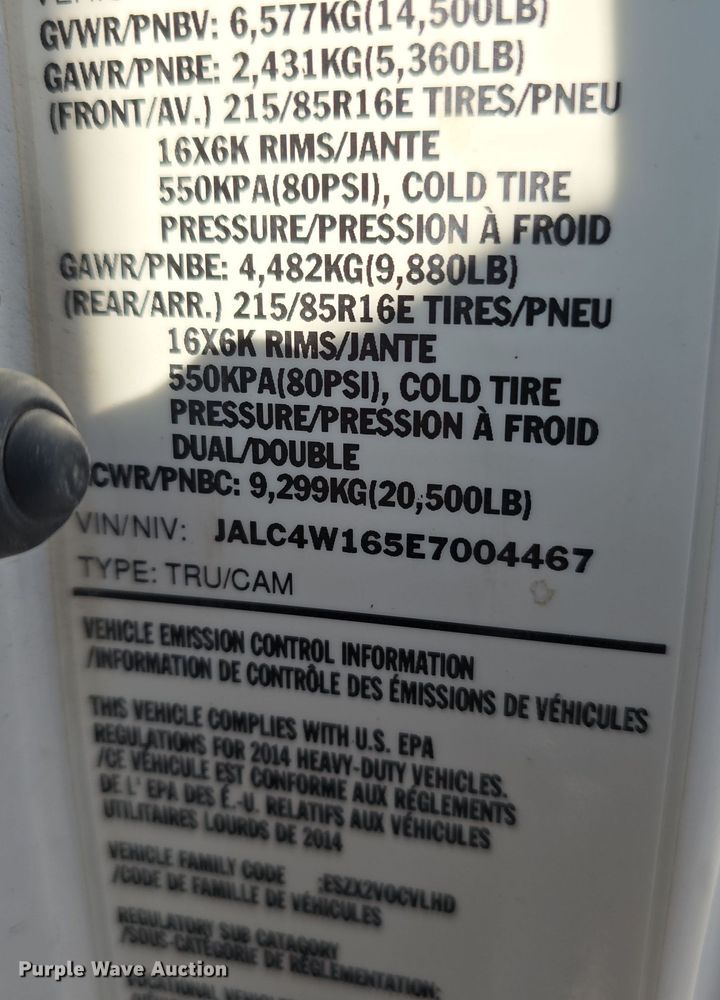 image for item DW3116 2014 Isuzu NPR HD truck cab and chassis