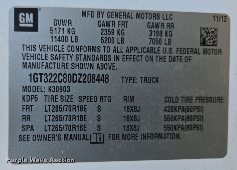 image for item EC3988 2013 Chevrolet Silverado 3500HD pickup truck