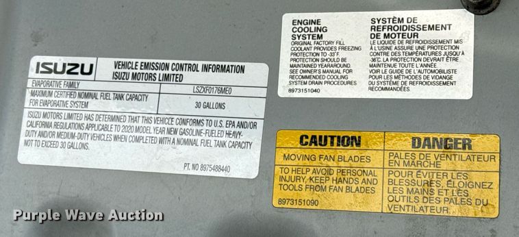 image for item ED5509 2020 Isuzu NPR XD box truck