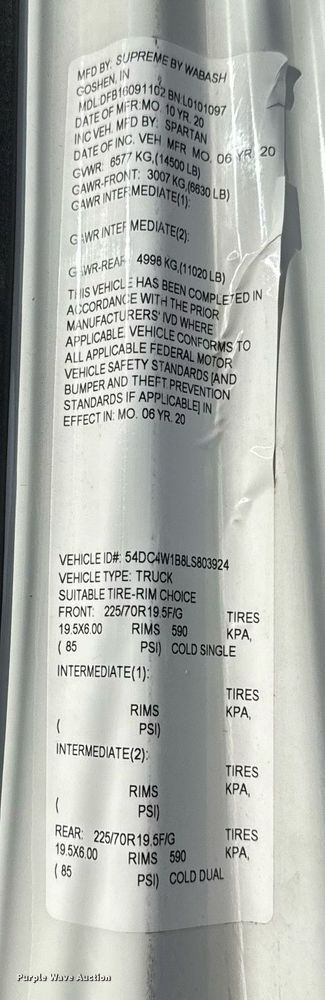 image for item ED5509 2020 Isuzu NPR XD box truck