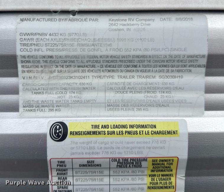 image for item EG2433 2019 Springdale Keystone camper