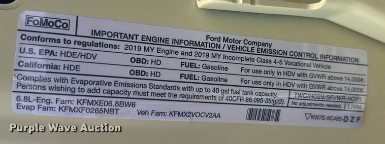 image for item EG2516 2019 Ford F550 Super Duty refrigerated truck
