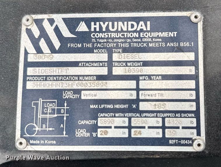 image for item EG2540 2021 Hyundai 30D-9 forklift