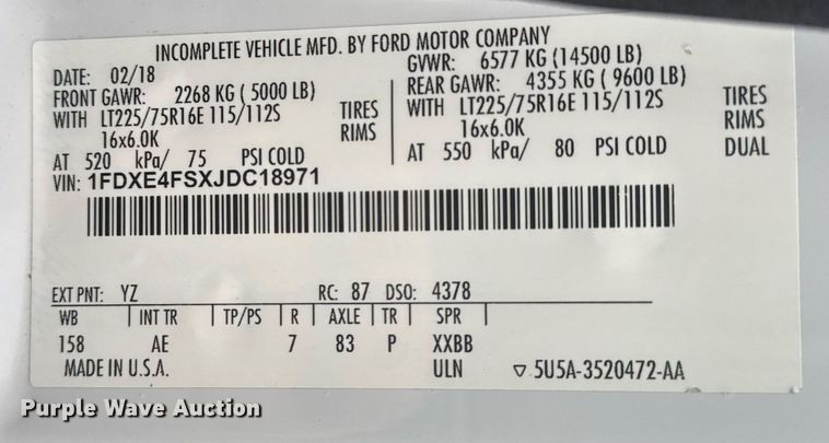 image for item EG2546 2018 Ford E450 Super Duty refrigerated truck