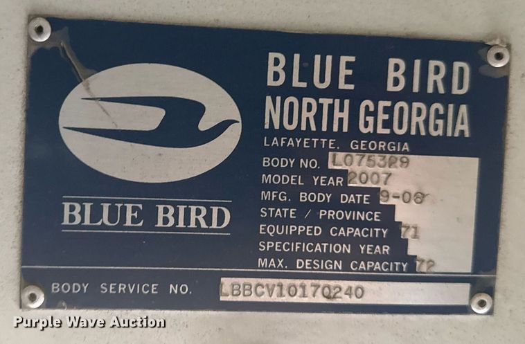 image for item EG2547 2007 Blue Bird BB Conventional school bus