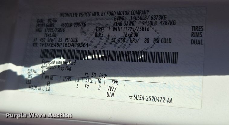 image for item EI4148 2006 Ford E450 utility van