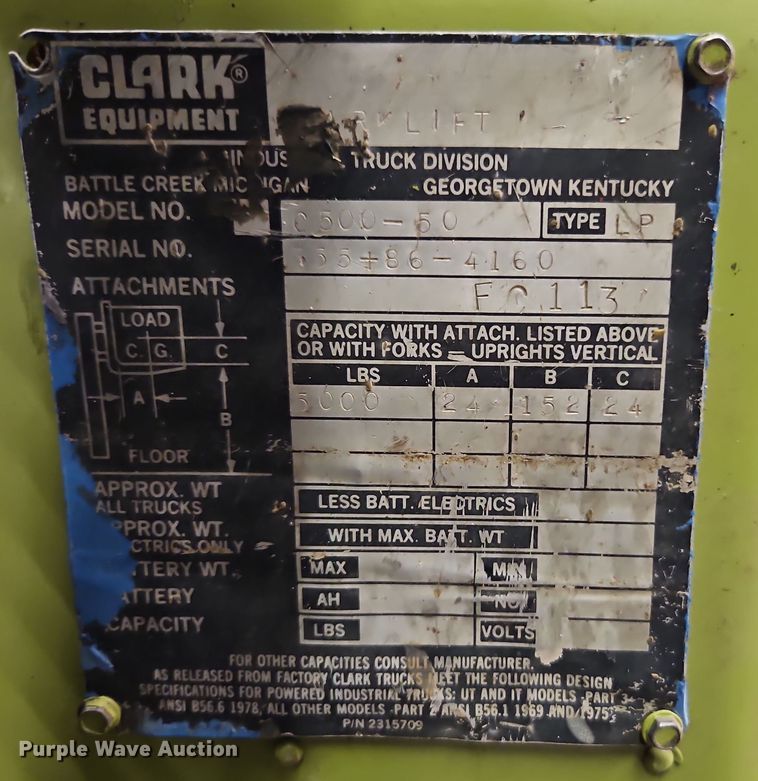 image for item EI8817 Clark G500-50 forklift