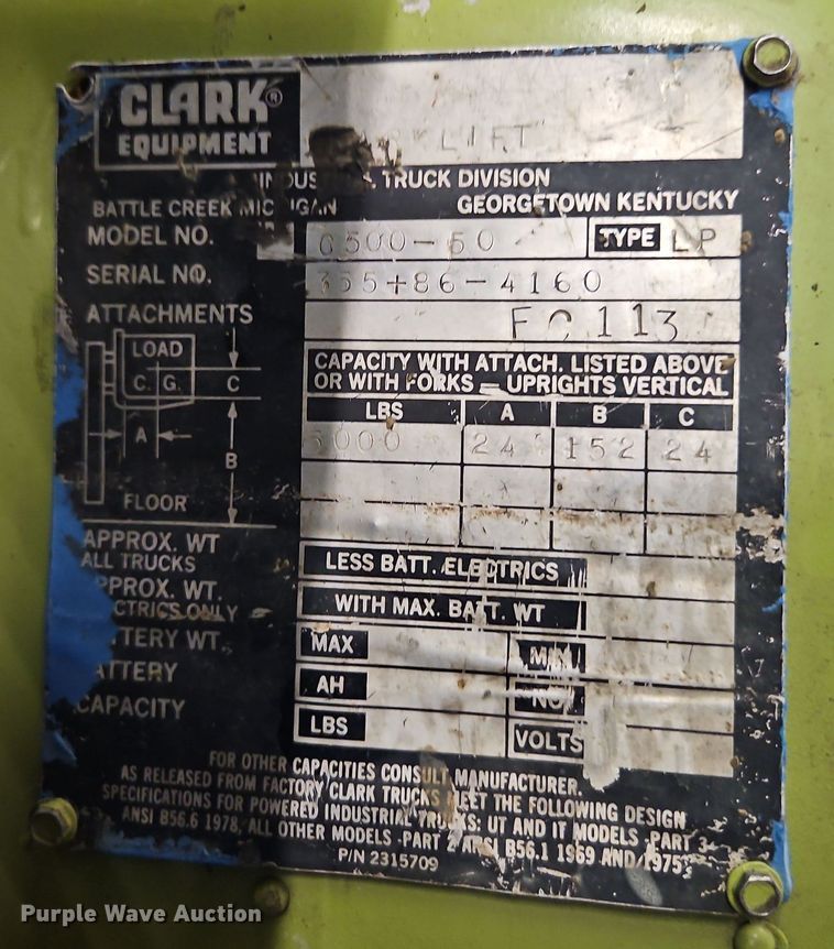 image for item EI8817 Clark G500-50 forklift