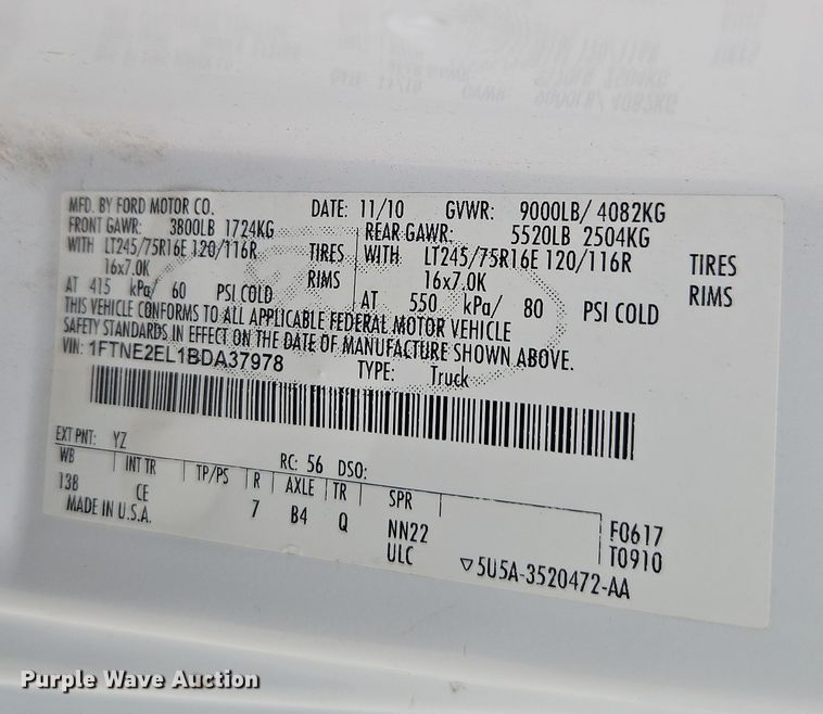 image for item EI8818 2011 Ford E250 van