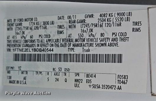 image for item EI8819 2011 Ford E250 van