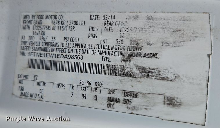 image for item EI8821 2014 Ford E150 van