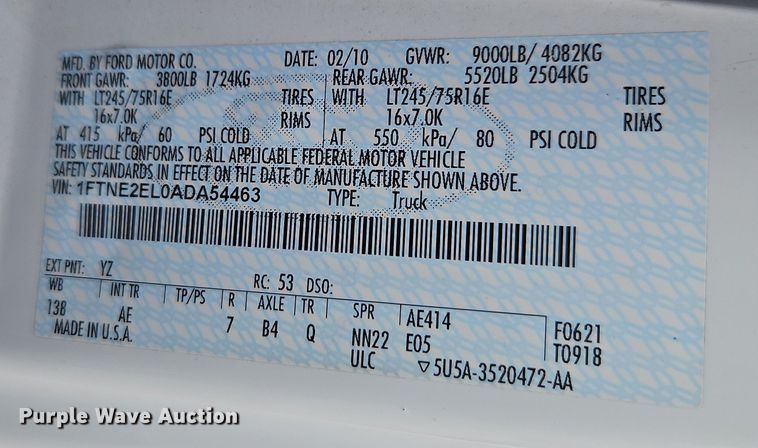 image for item EI8823 2010 Ford E250 van