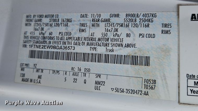 image for item EI8824 2011 Ford E250 van