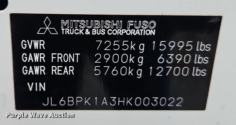 image for item EI8828 2017 Mitsubishi Fuso Canter FE160 Crew Cab flatbed truck