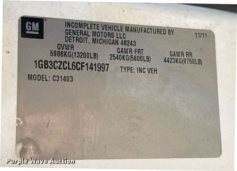 image for item EJ3475 2012 Chevrolet Silverado 3500HD dump bed pickup truck