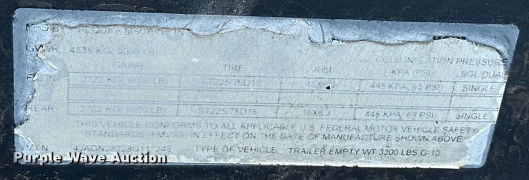 image for item EK0358 2008 Pequea G-10 equipment trailer