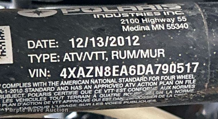 image for item EK2596 2013 Polaris Sportsman 850 XP EPS utility vehicle