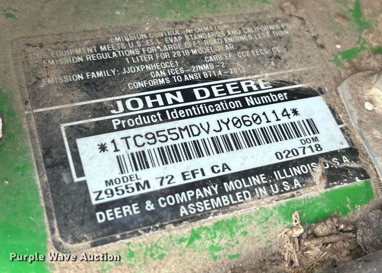 image for item EK2602 John Deere Z955M EFI  ZTR lawn mower