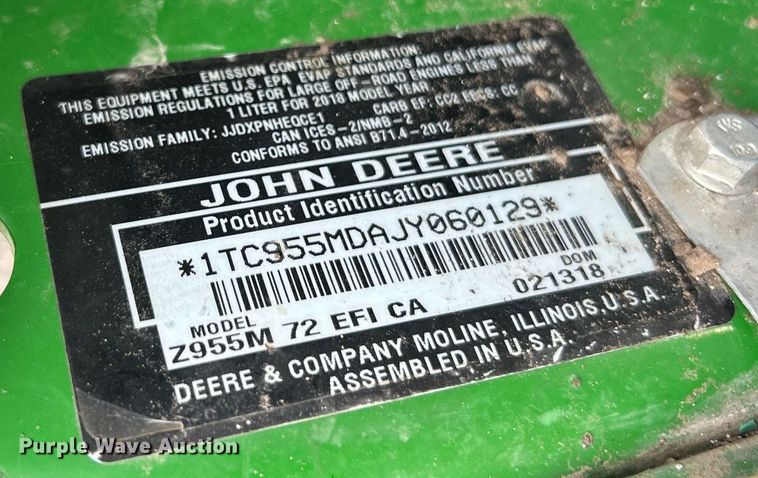 image for item EK2603 John Deere Z955M EFI ZTR lawn mower