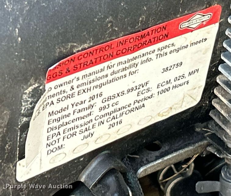 image for item EK2605 2017 Hustler Super 104 ZTR lawn mower