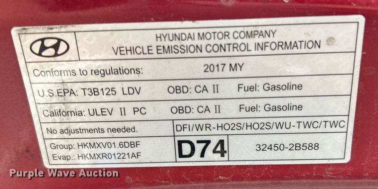 image for item EK2618 2017 Hyundai Accent 