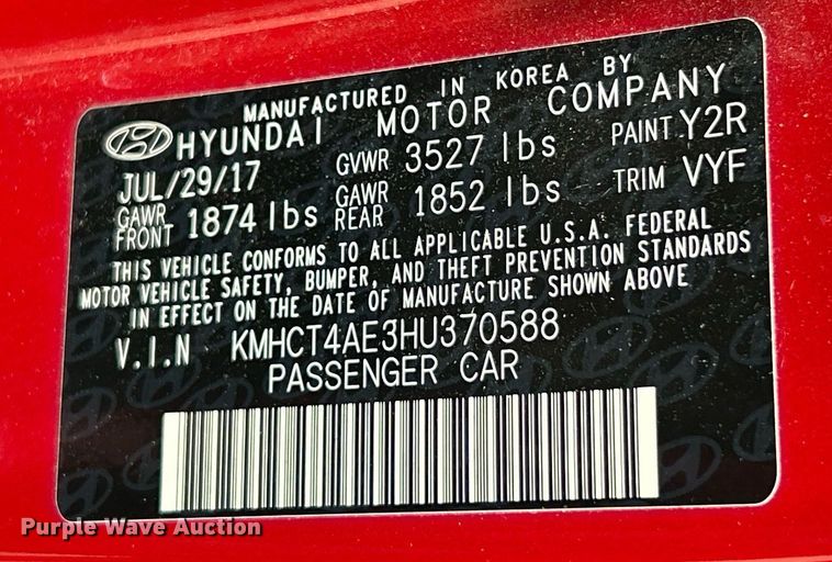 image for item EK2618 2017 Hyundai Accent 