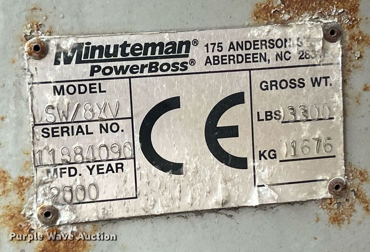 image for item EK2632 2000 Minuteman Powerboss Armadillo SW/8XV sweeper