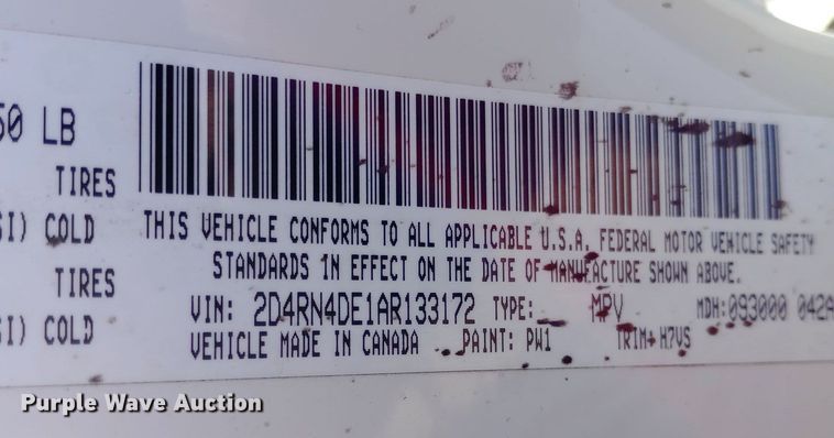 image for item EO0579 2010 Dodge Grand Caravan handicap accessible van