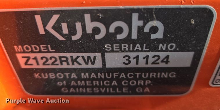 image for item EO0596 Kubota Kommander Z122R ZTR lawn mower