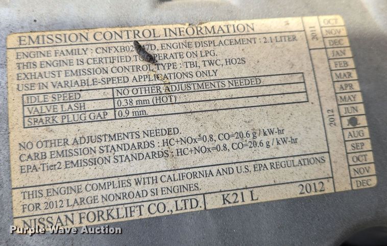image for item EO0599 Nissan MCP1F2A20LV forklift