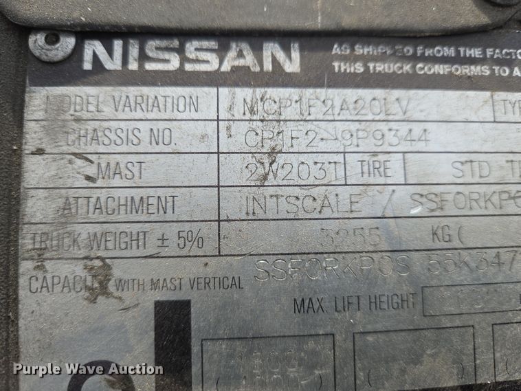 image for item EO0599 Nissan MCP1F2A20LV forklift