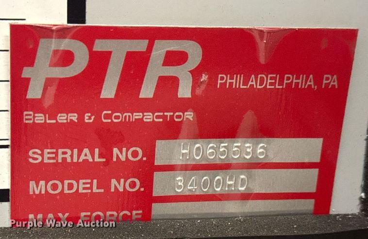 image for item EQ1018 PTR 3400HD cardboard baler